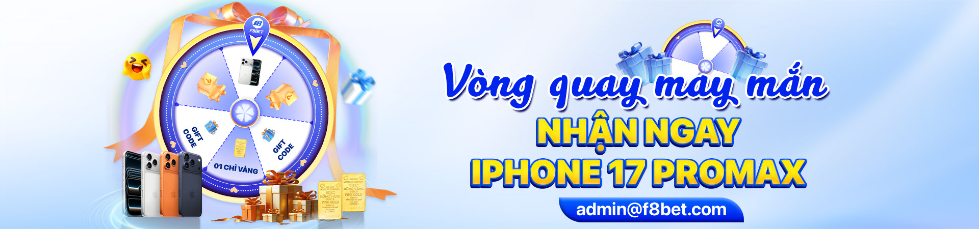 f8bet banner săn thưởng iphone17 ngay tại vòng quay may mắn